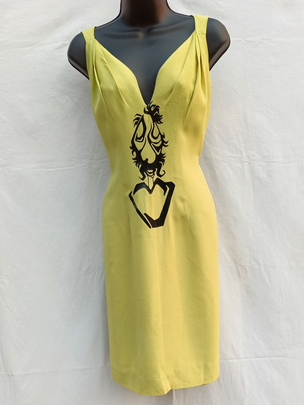 Lilli Diamond Vintage Women's Chartreuse/Lime Dress with Black Vinyl Graphic